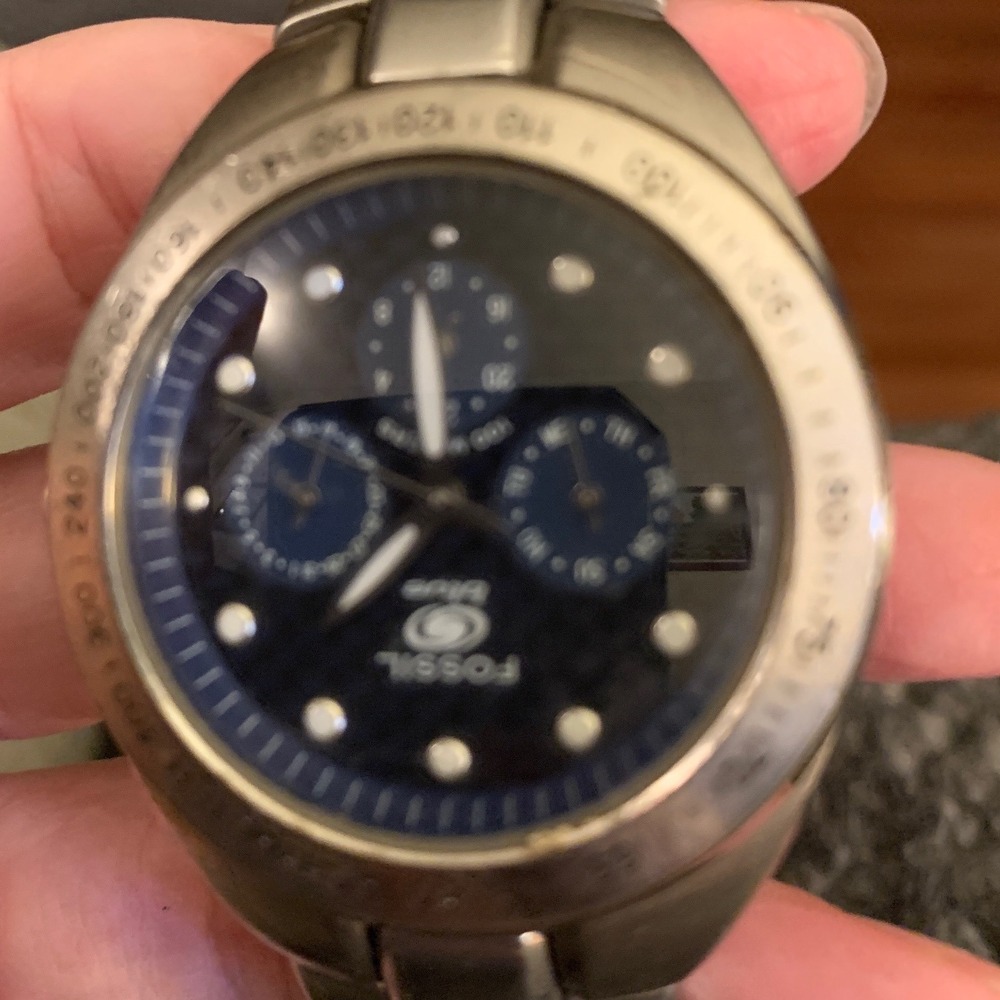 Fossil Blue Men's‎ Chronograph Tachymeter Blue Dial Stainless Steel Watch
